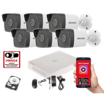 ZESTAW MONITORINGU IP Hikvision DS-7108NI-Q1/8P (D) + 6x DS-2CD1041G0-I/PL 4MPX 2.8mm IR30 1TB